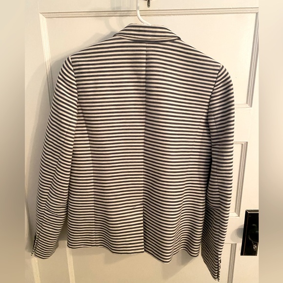 Madewell Navy Blue Striped Linen Blend Blazer - Picture 2 of 2